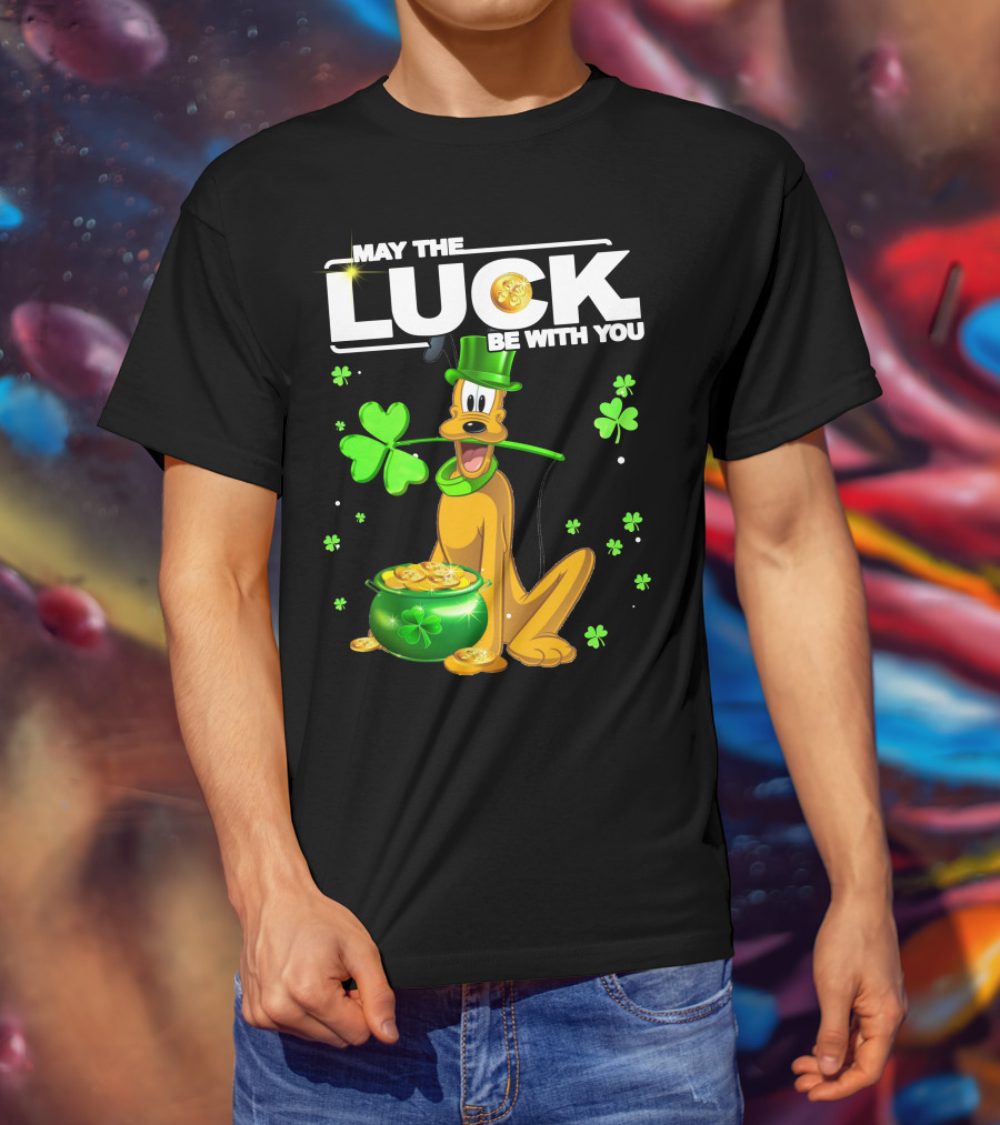 May The Luck Be With You Pluto St. Patrick's Day Coins And Shamrocks T-Shirt