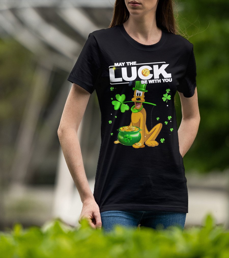 May The Luck Be With You Pluto St. Patrick's Day Coins And Shamrocks T-Shirt