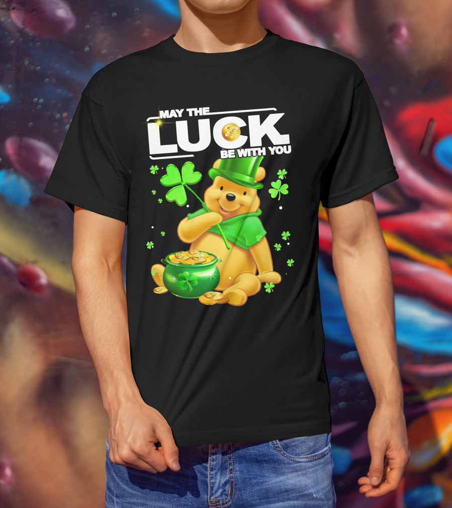 May The Luck Be With You Shamrock Pot Of Gold Bear T-Shirt