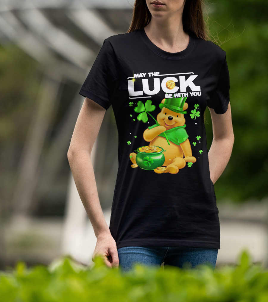 May The Luck Be With You Shamrock Pot Of Gold Bear T-Shirt