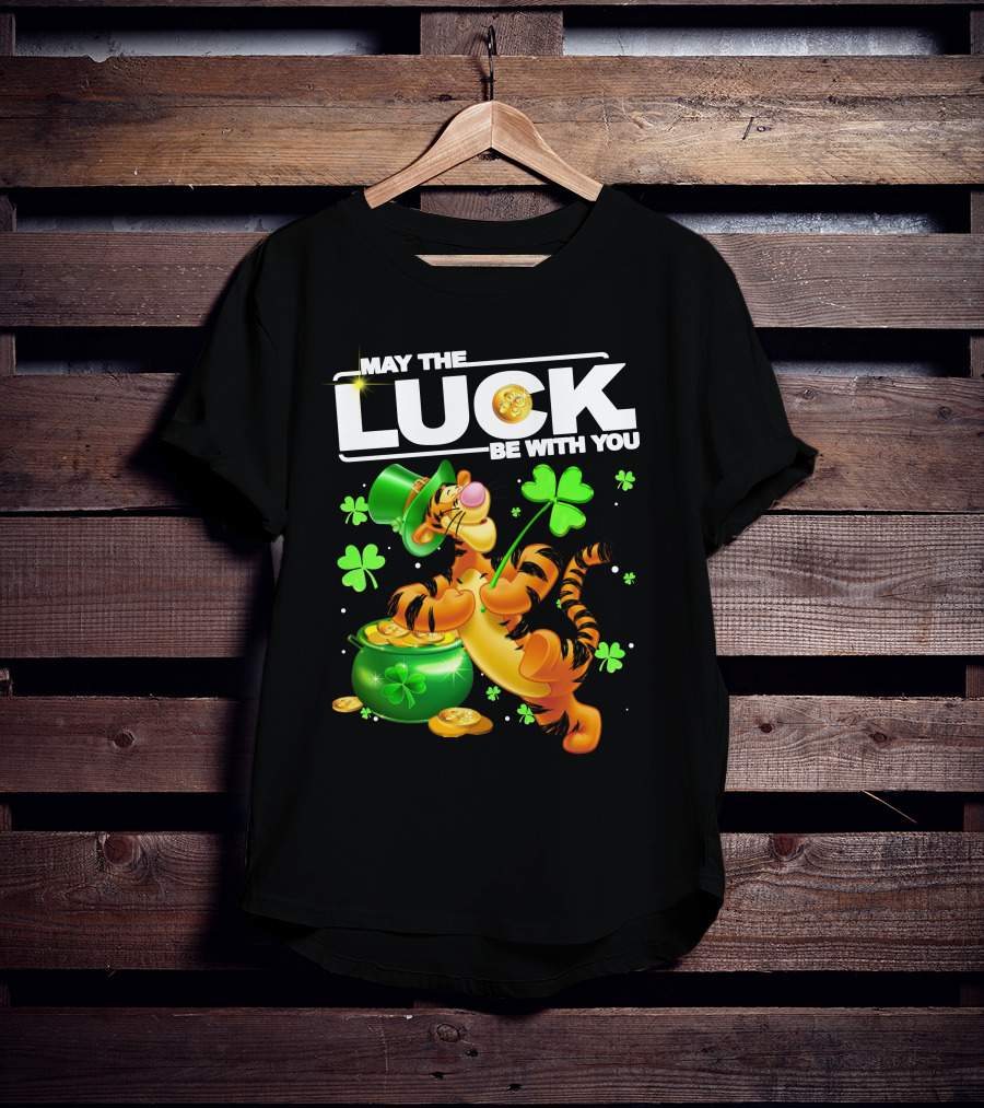 May The Luck Be With You Tigger With Pot Of Gold And Shamrocks T-Shirt
