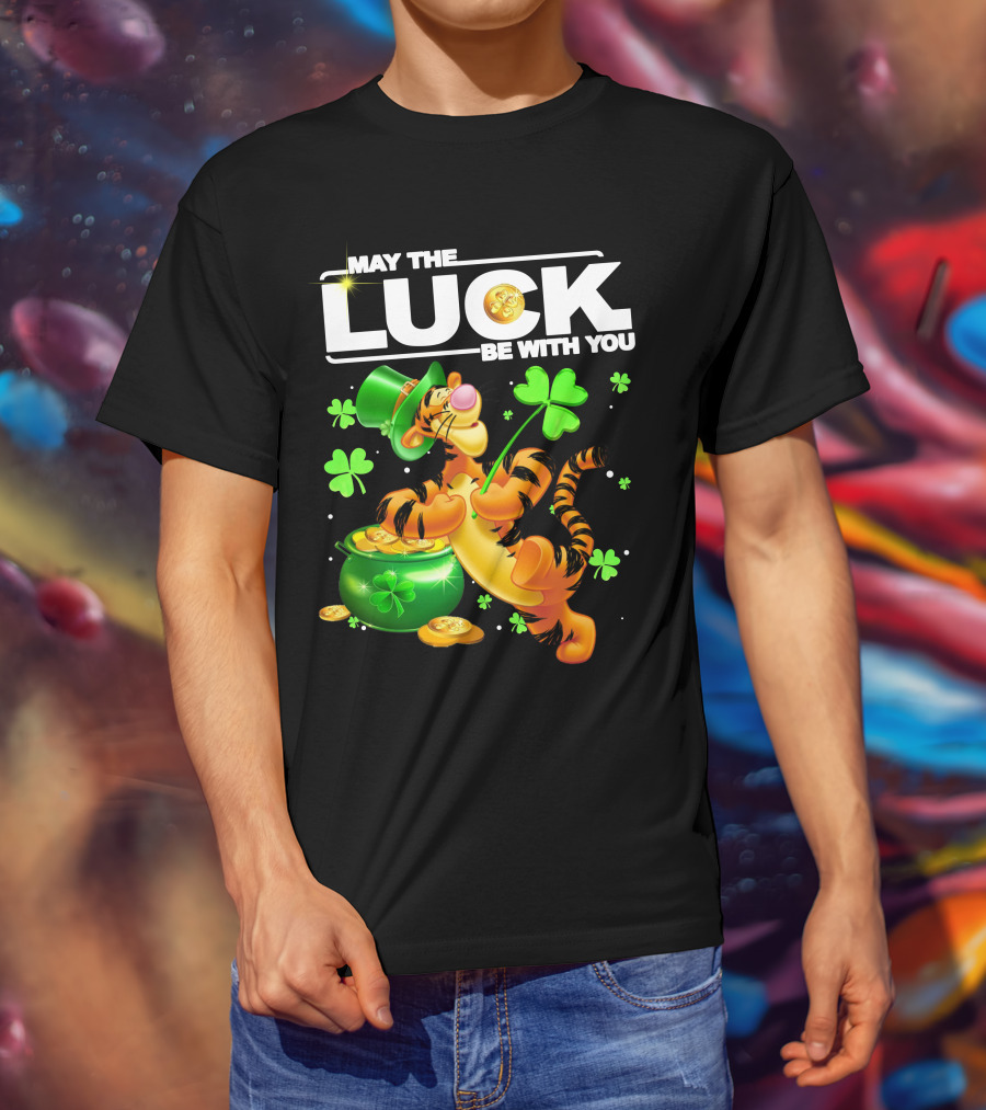 May The Luck Be With You Tigger With Pot Of Gold And Shamrocks T-Shirt