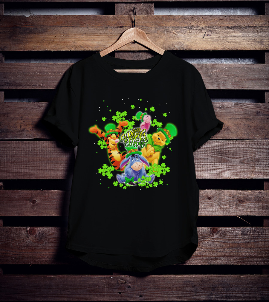 Happy St. Patrick's Day Winnie The Pooh Tigger Eeyore Piglet T-Shirt