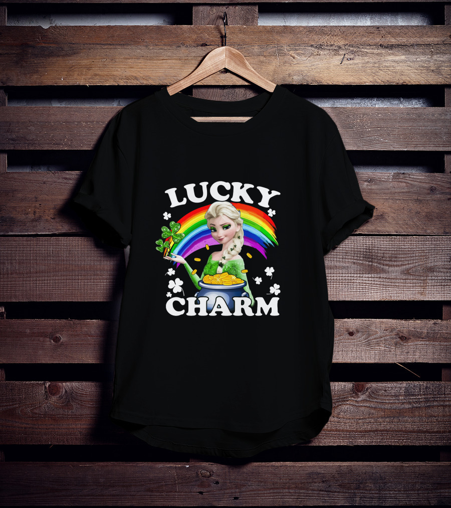 Elsa Lucky Charm Rainbow Pot Of Gold Clover T-Shirt