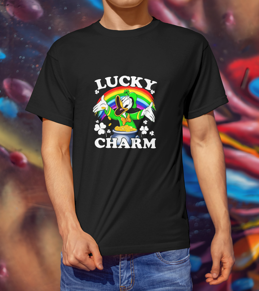 LUCKY CHARM Rainbow Donald Duck Pot Of Gold T-Shirt