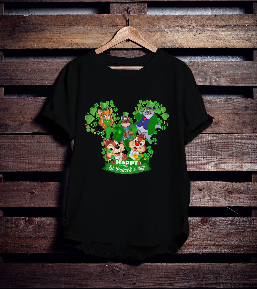 Happy St Patrick's Day Chip And Dale Character T-Shirt