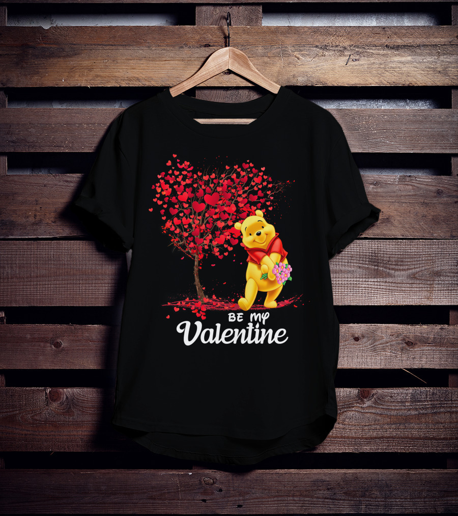Be My Valentine Pooh Hearts And Flowers T-Shirt