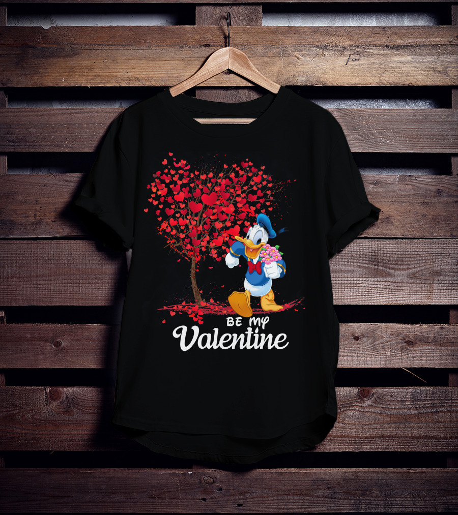 Donald Duck Be My Valentine Hearts Tree T-Shirt