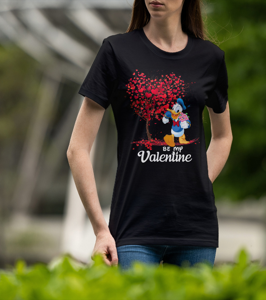 Donald Duck Be My Valentine Hearts Tree T-Shirt