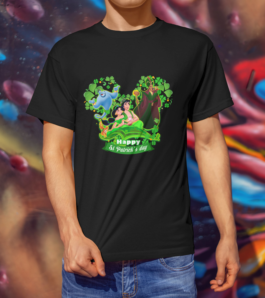 Happy St Patrick's Day Aladdin Jasmine Genie Jafar T-Shirt
