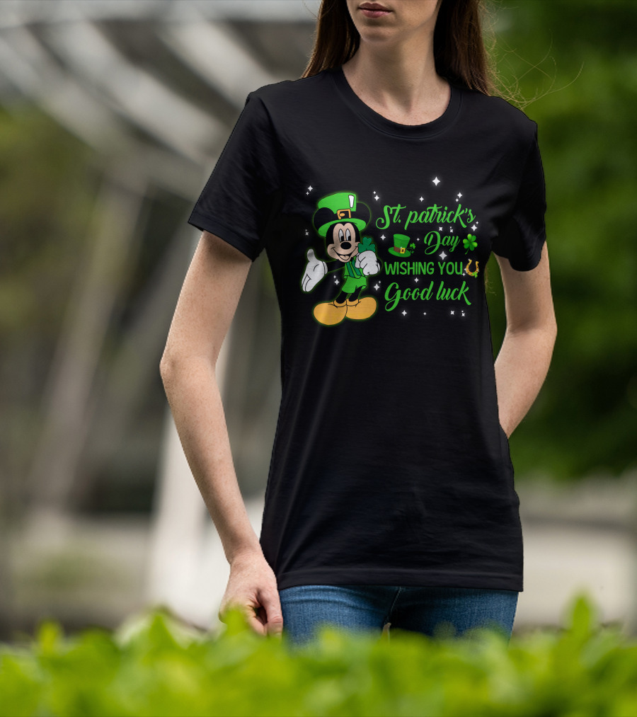 St. Patrick's Day Mickey Mouse Wishing You Good Luck T-Shirt