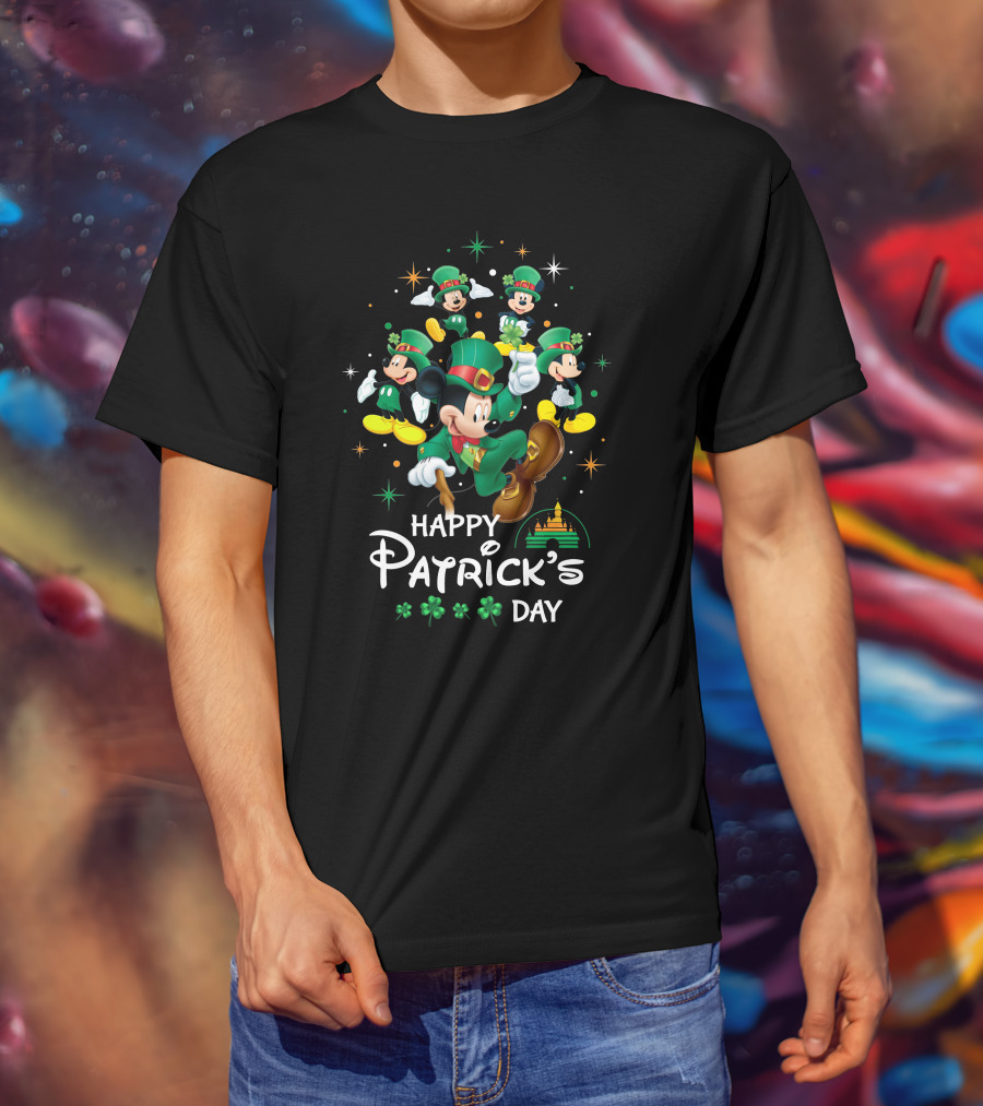 Happy Patrick's Day Mickey Mouse Clover Festivities T-Shirt