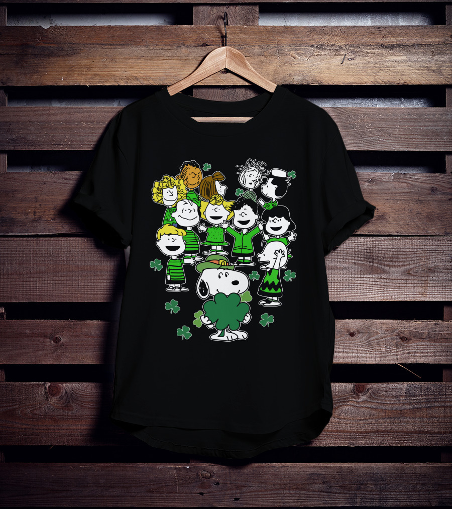 Snoopy And Friends Celebrating St. Patrick's Day With Shamrocks T-Shirt