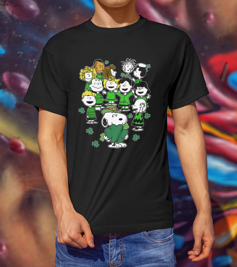 Snoopy And Friends Celebrating St. Patrick's Day With Shamrocks T-Shirt