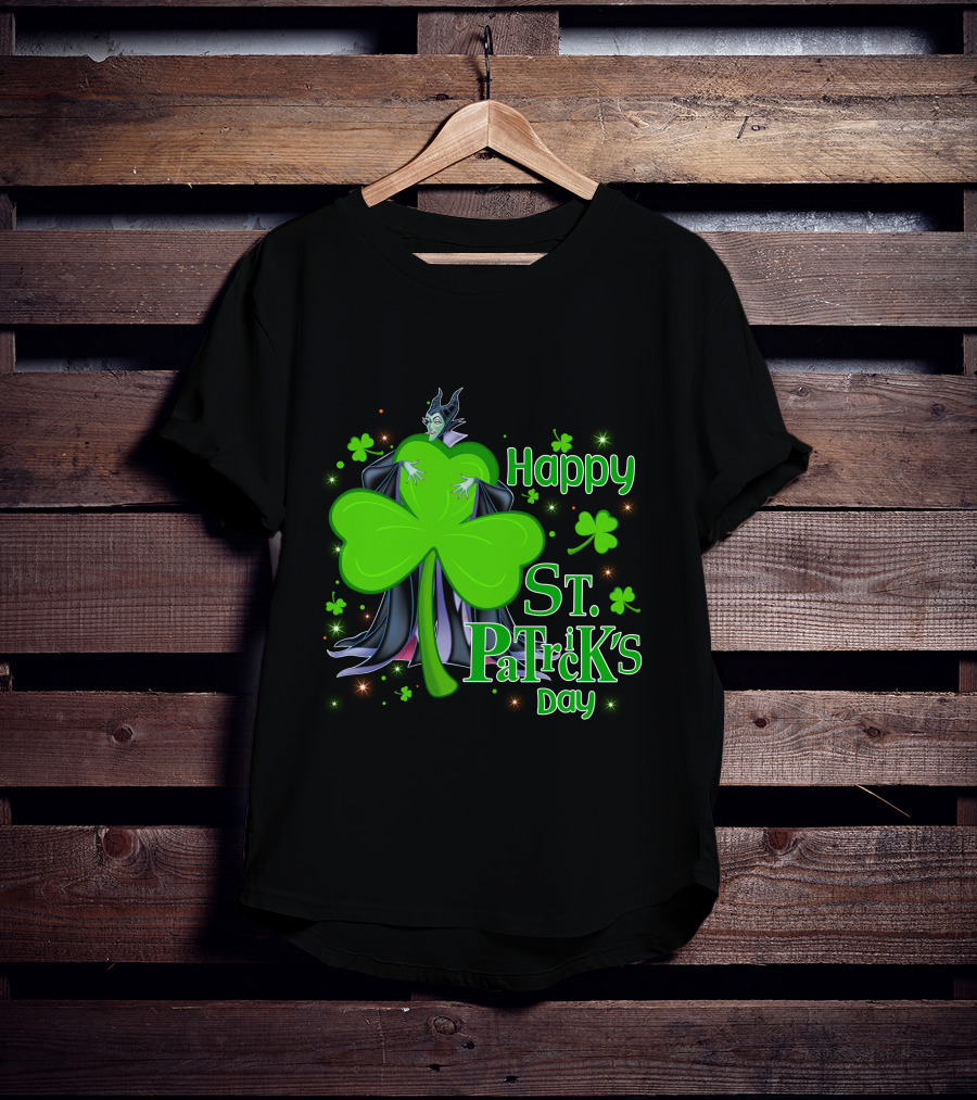 Happy St. Patrick's Day Maleficent Cloaked In Shamrock T-Shirt