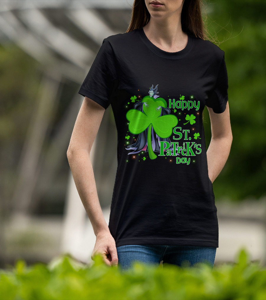 Happy St. Patrick's Day Maleficent Cloaked In Shamrock T-Shirt