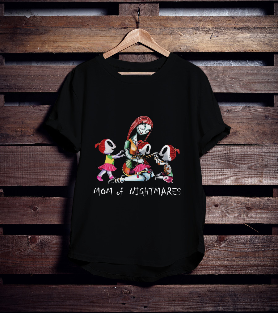 Mom Of Nightmares Three Girls Halloween Themed T-Shirt