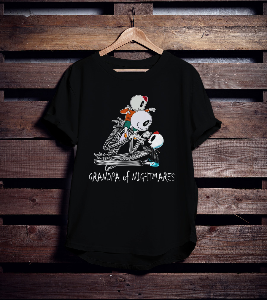 Grandpa Of Nightmares With Twin Boys Skeleton Family T-Shirt