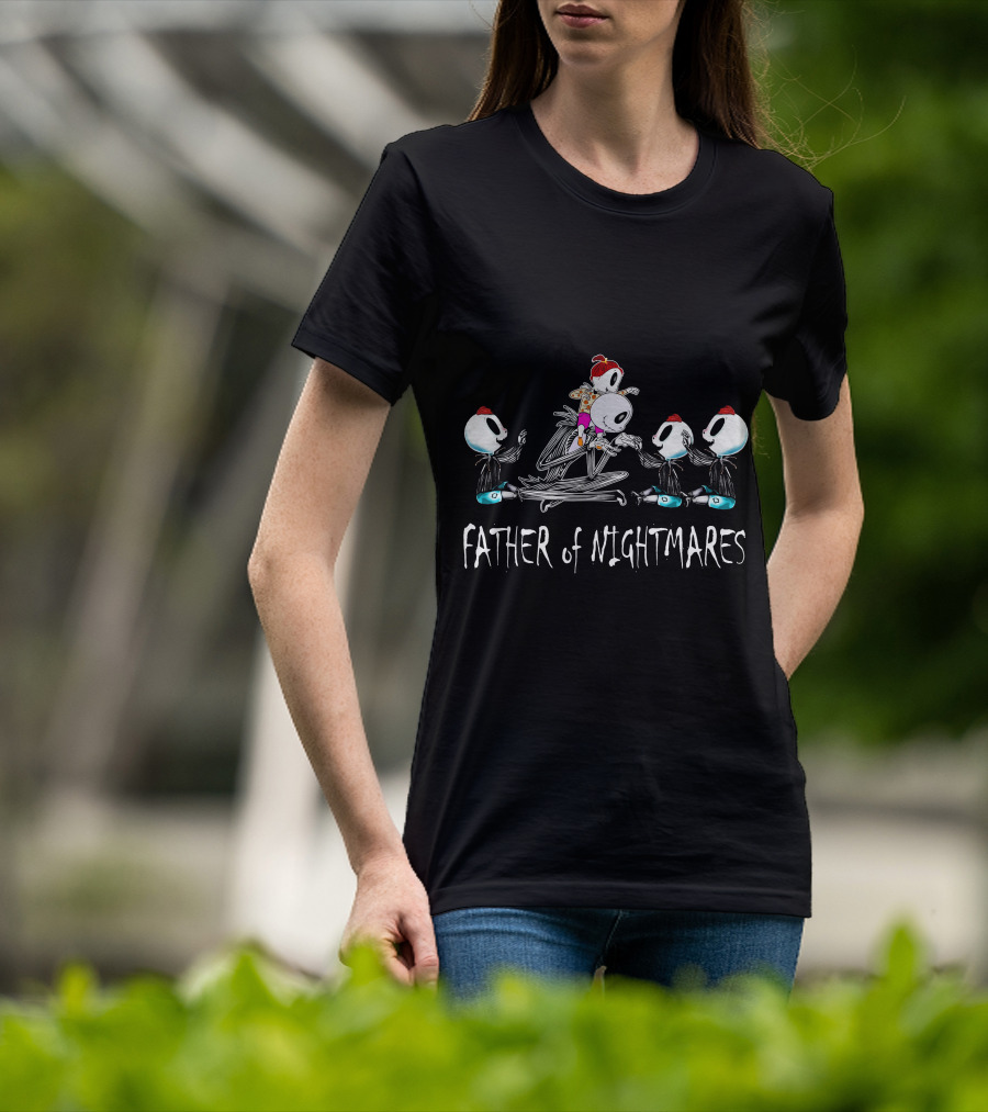 Father Of Nightmares 3 Boys 1 Girl Skull Characters With Red Hats T-Shirt