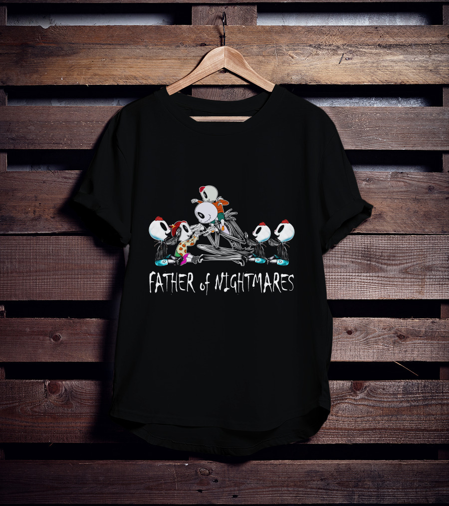 Father Of Nightmares 4 Boys 1 Girl Halloween Skeletons T-Shirt