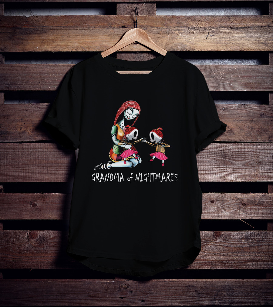 Grandma Of Nightmares With Two Girls In Striped Outfits T-Shirt