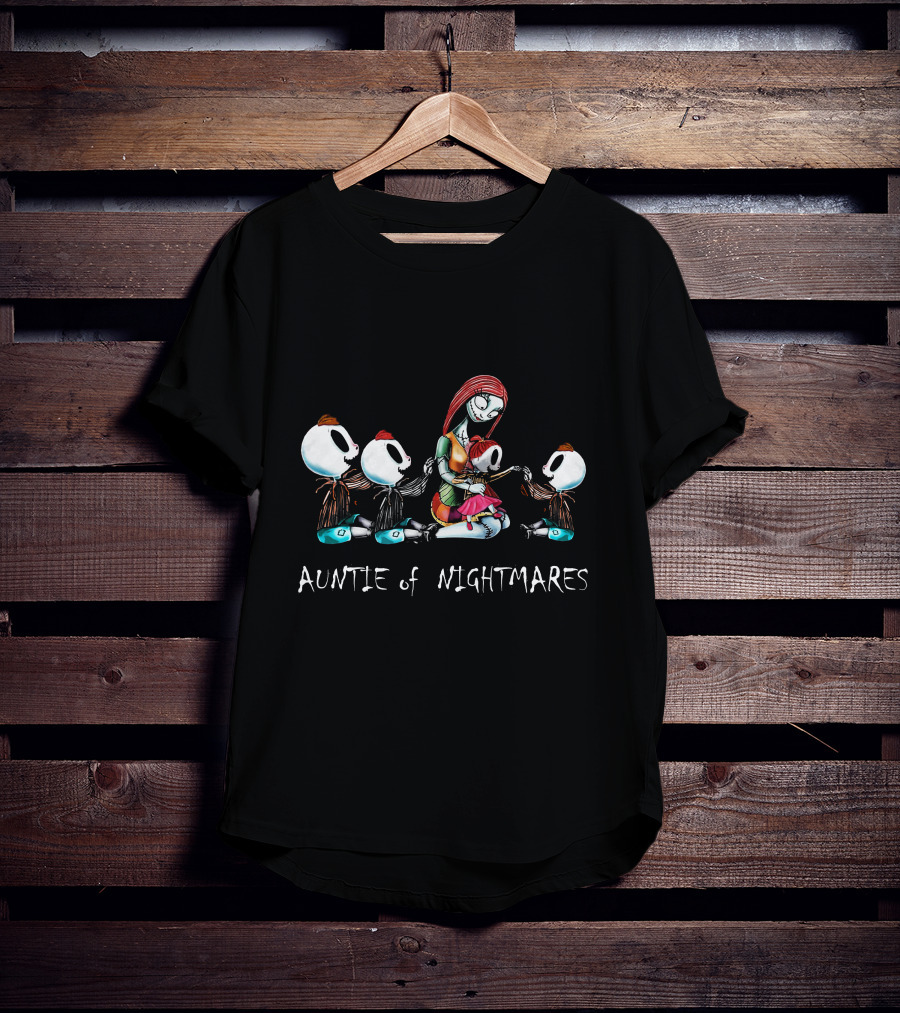 Auntie Of Nightmares With Three Skeleton Boys And One Girl T-Shirt