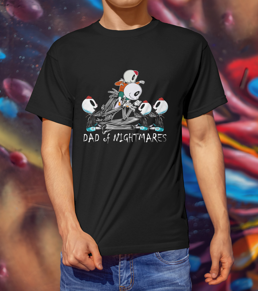 Dad Of Nightmares With Four Skull Characters T-Shirt