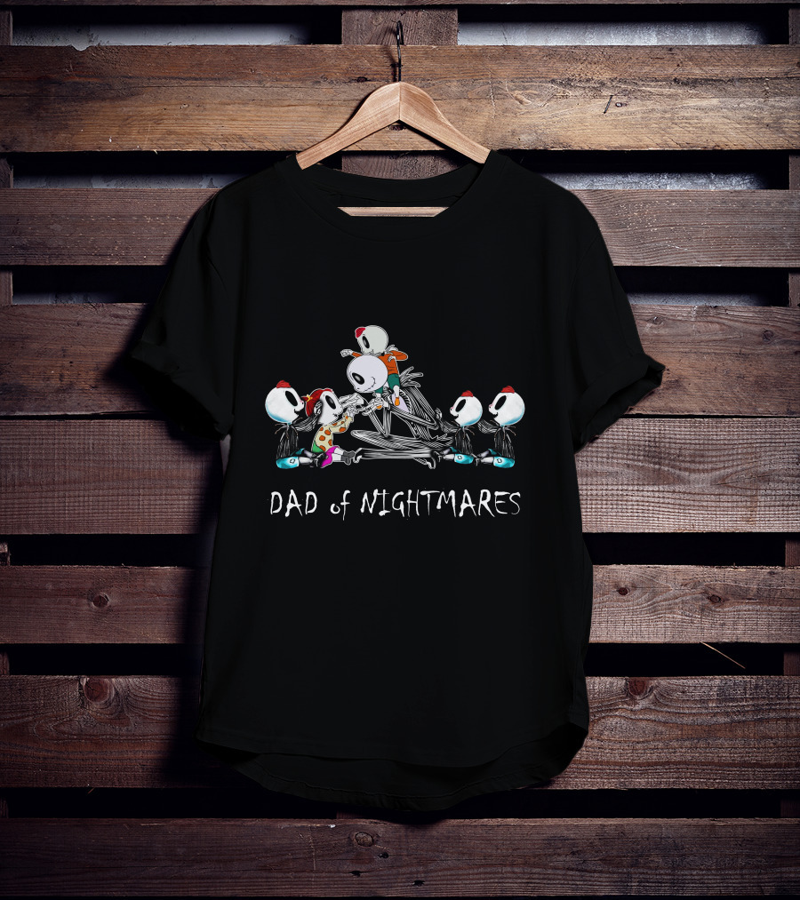 4 Boys 1 Girl Dad Of Nightmares Skeleton Characters In Playful T-Shirt