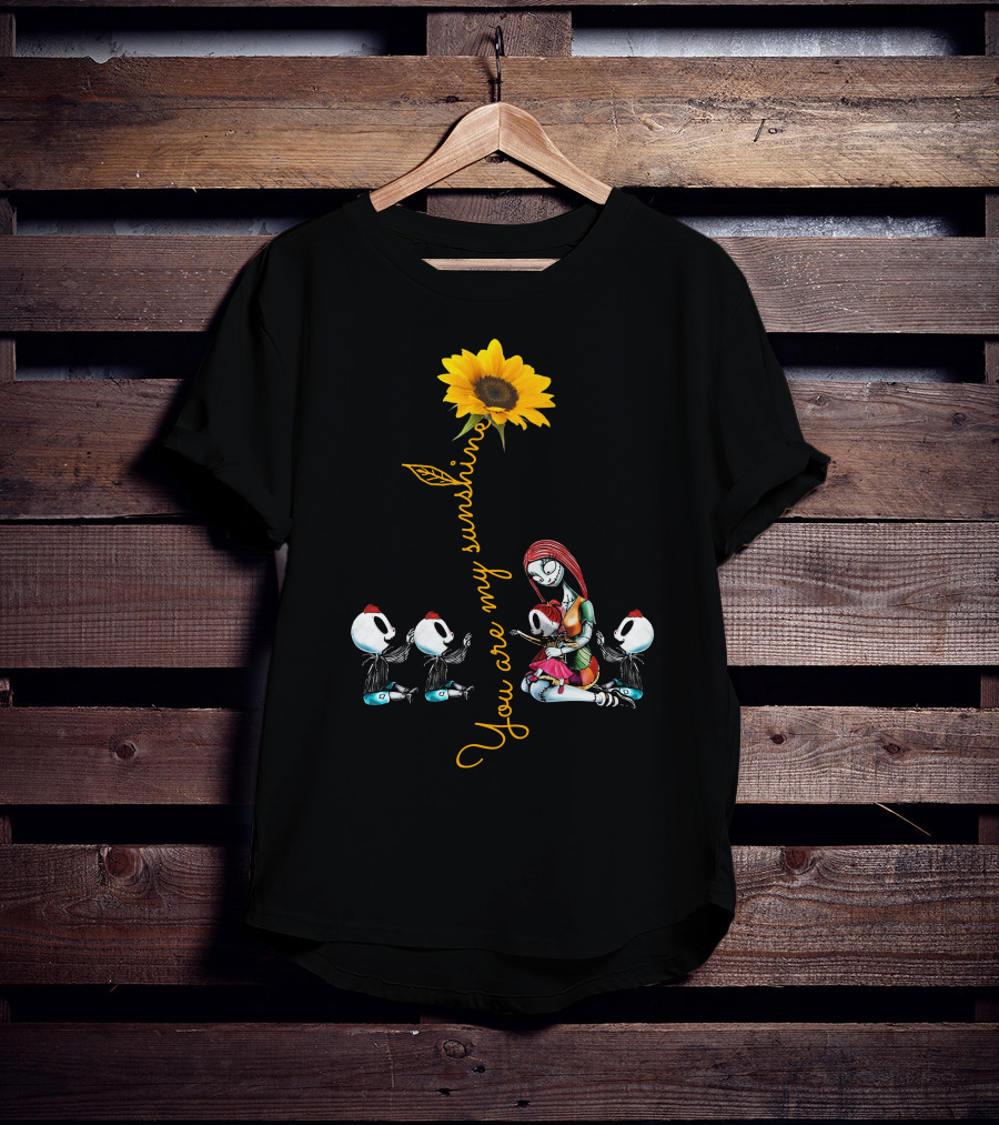 3 Boys 1 Girl You Are My Sunshine Skeletons Sunflower Inspiration T-Shirt