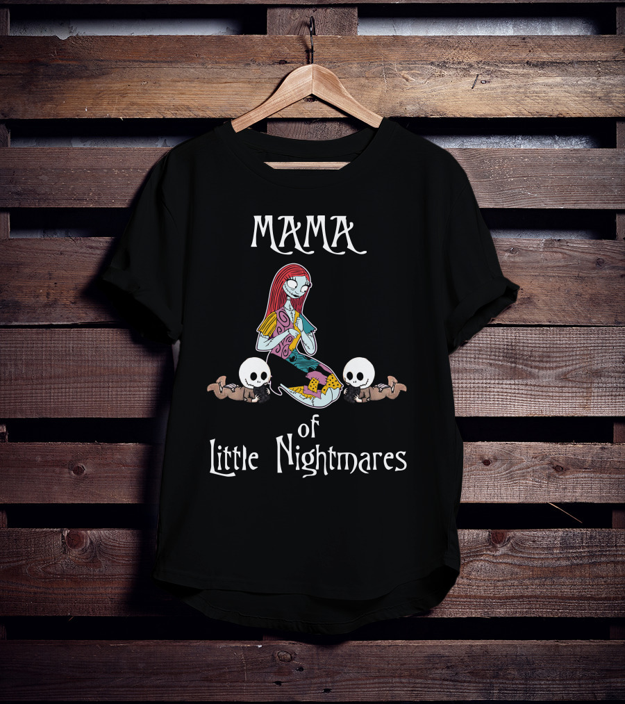 Mama Of Little Nightmares With Adorable Twin Skeleton Babies T-Shirt