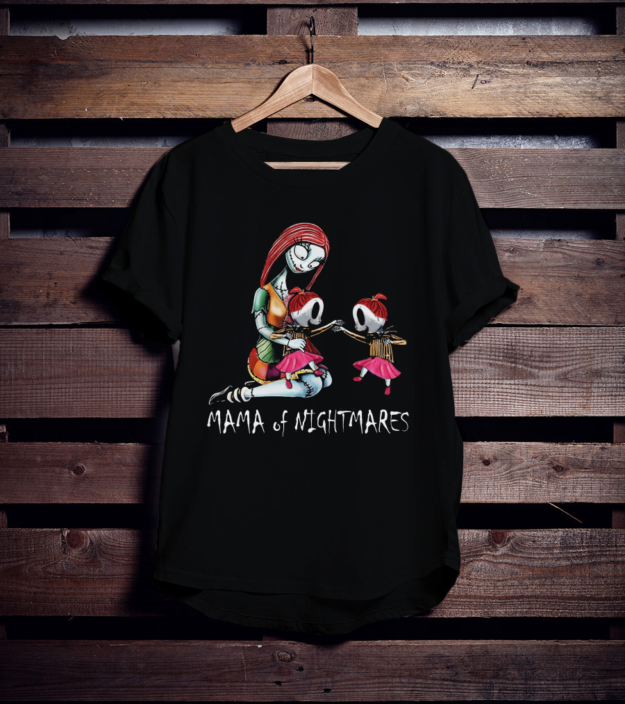 Mama Of Nightmares With Spooky Twin Girls T-Shirt