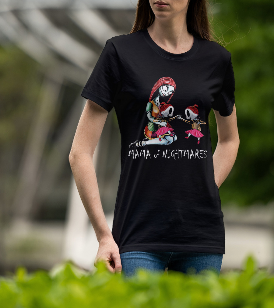 Mama Of Nightmares With Spooky Twin Girls T-Shirt