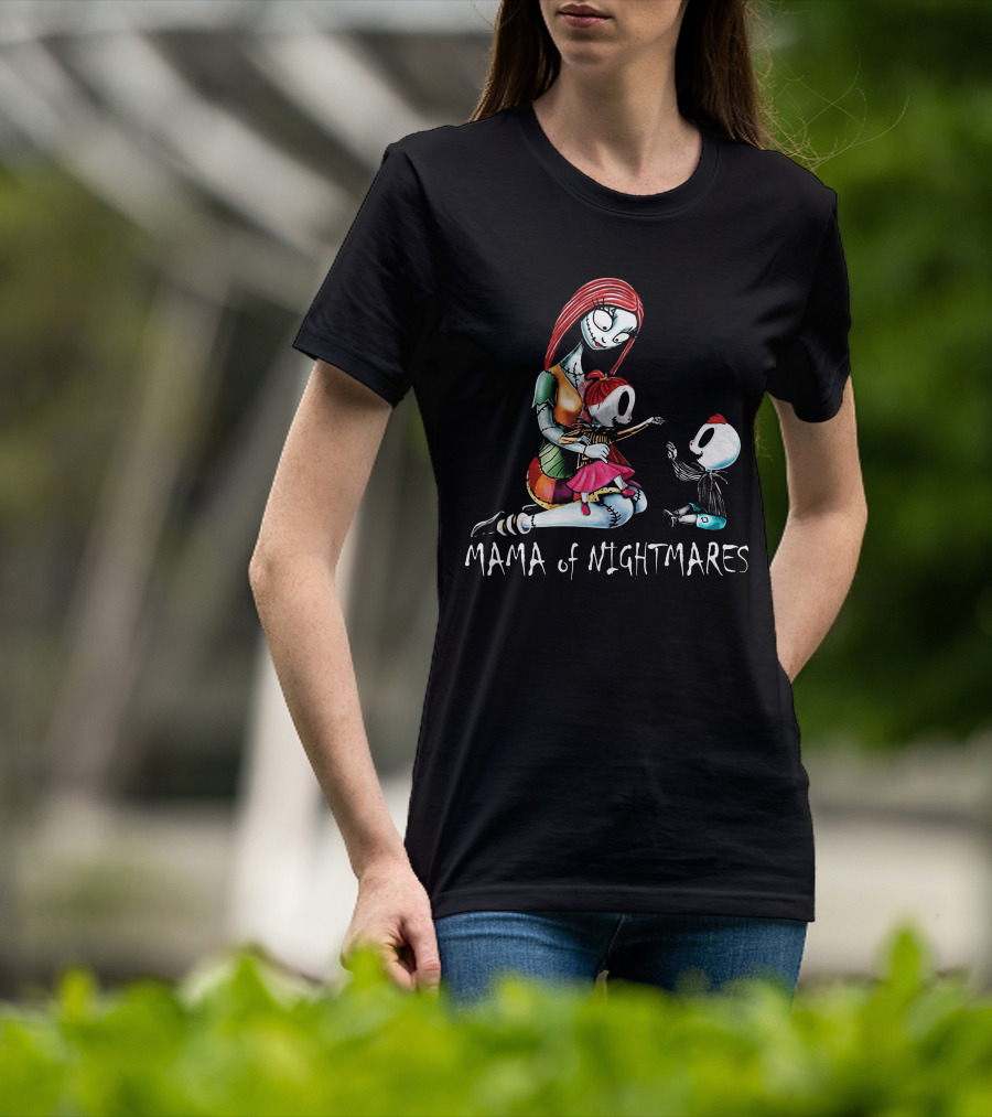 Mama Of Nightmares With Stitch Character Twins T-Shirt