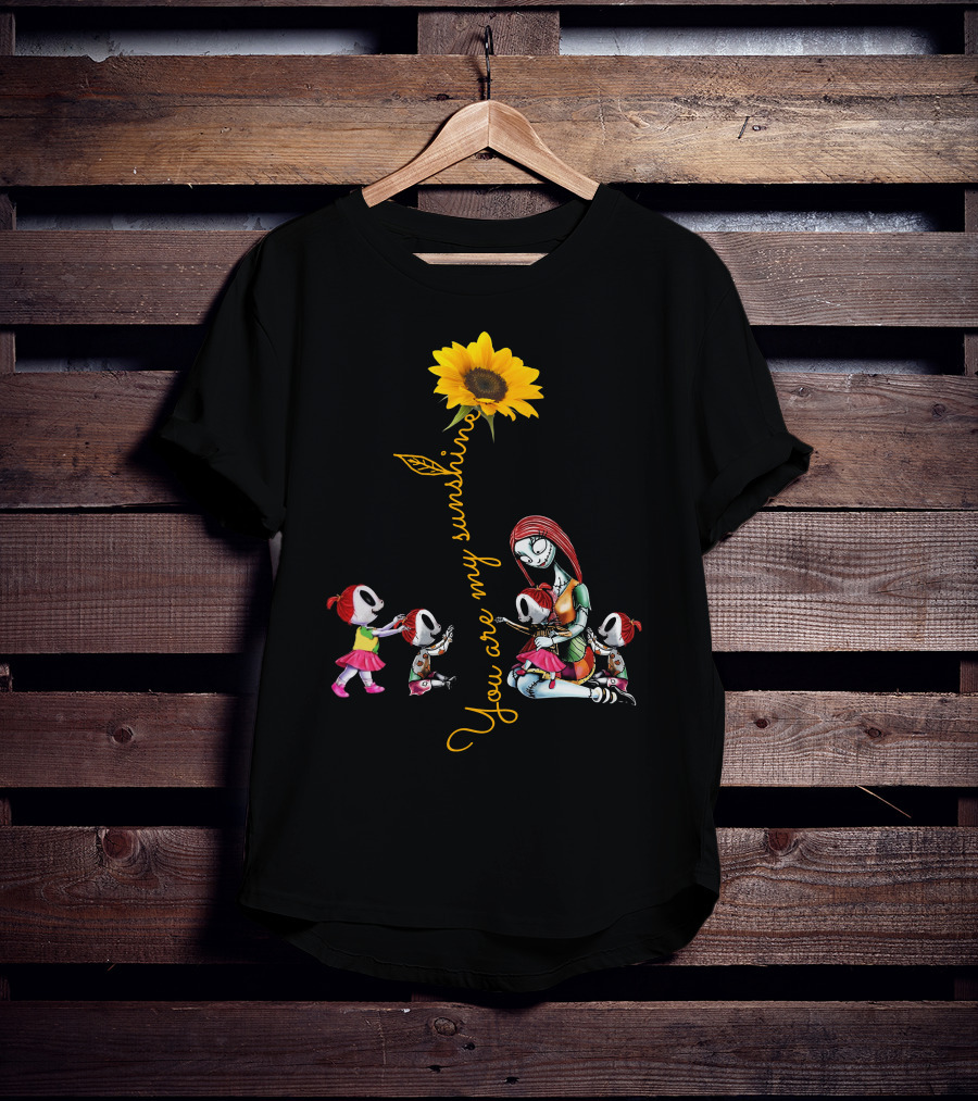 You Are My Sunshine Sunflower With 4 Girls And Stylized Character Hugging T-Shirt