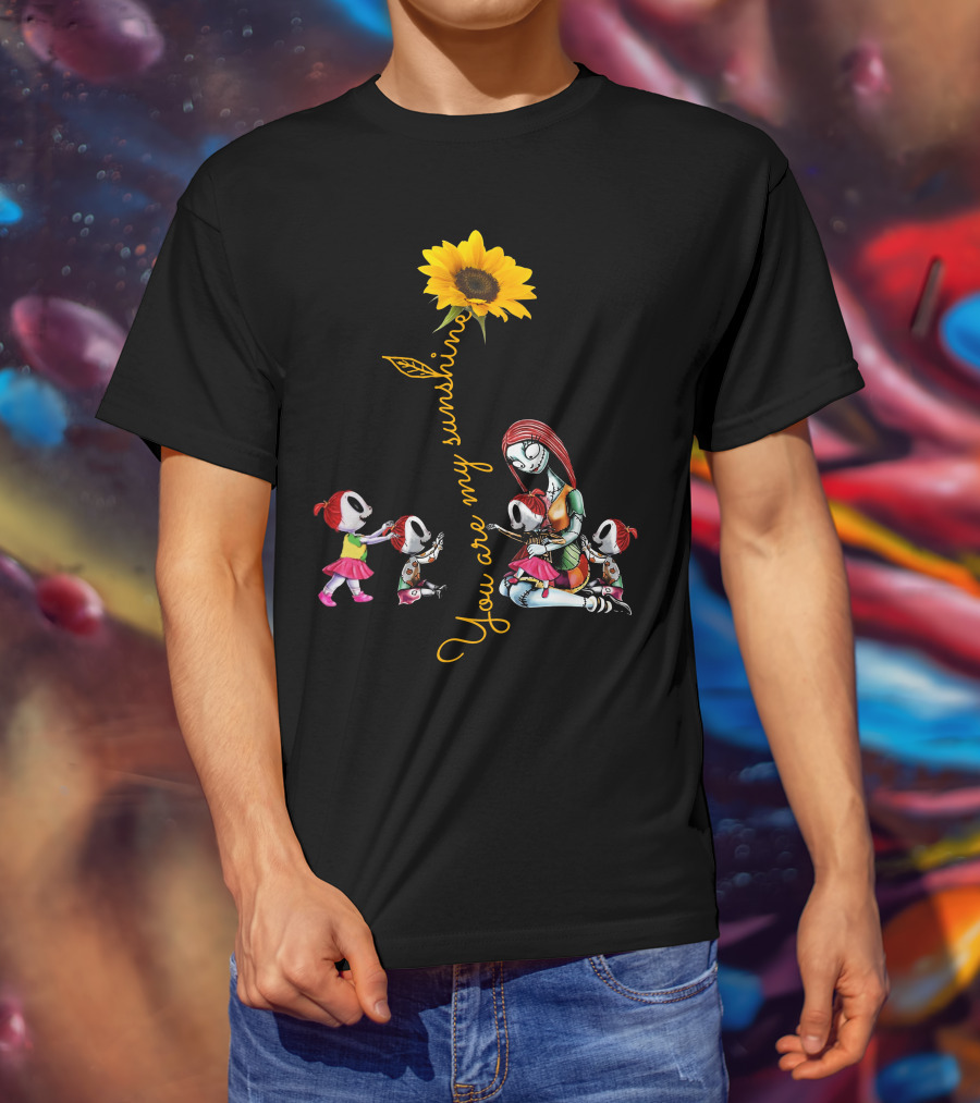 You Are My Sunshine Sunflower With 4 Girls And Stylized Character Hugging T-Shirt