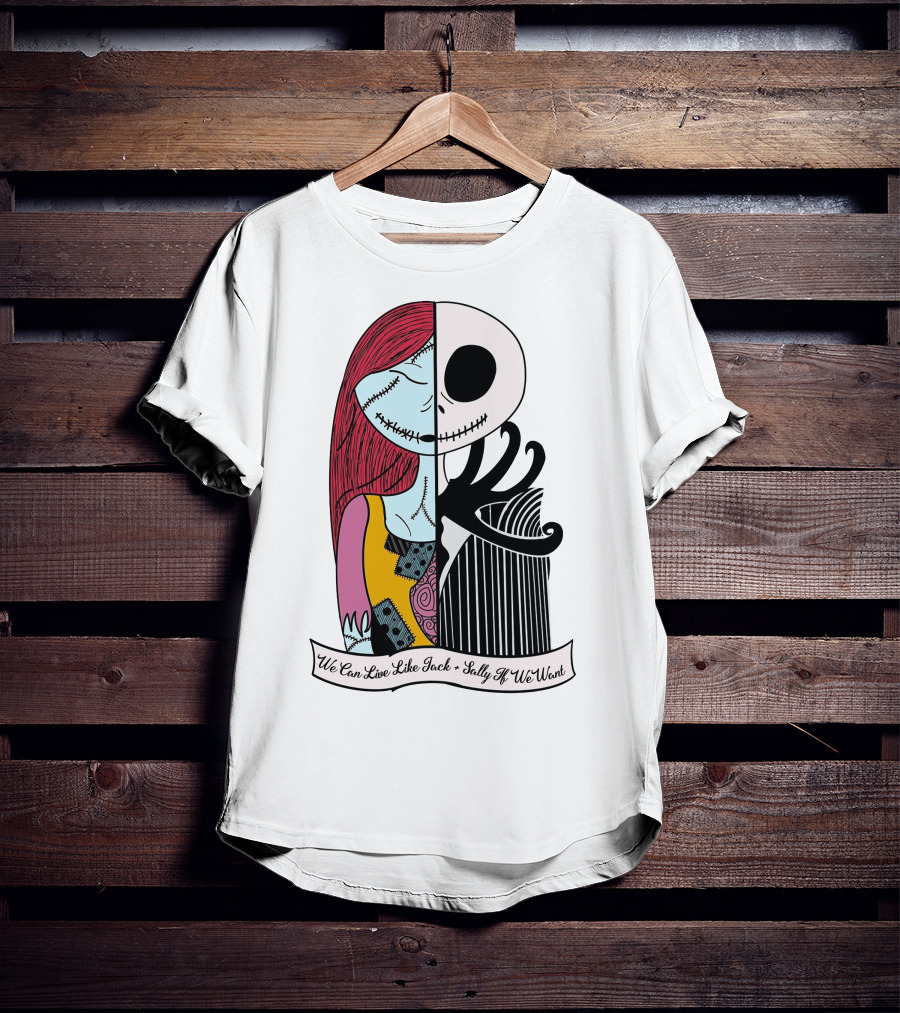 Jack Skellington And Sally Blink 182 We Can Live Like Jack Sally If We Want T-Shirt