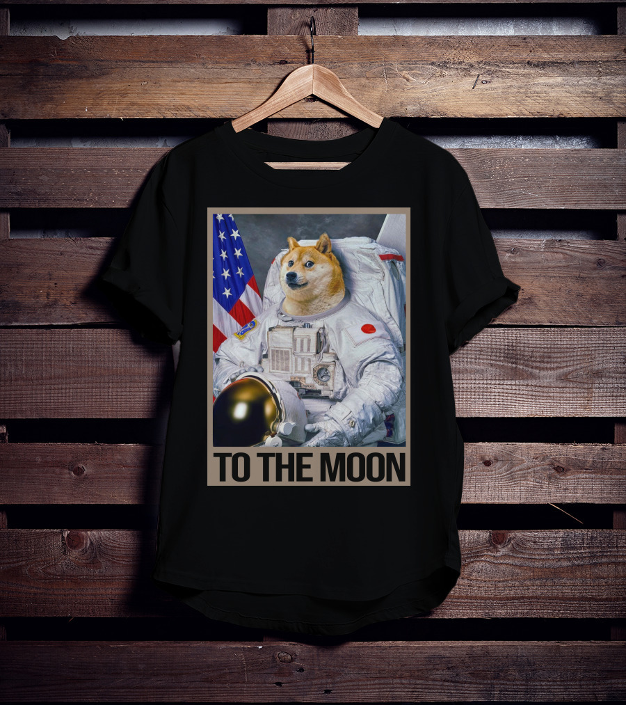 Shibainu Dogecoin Astronaut To The Moon T-Shirt