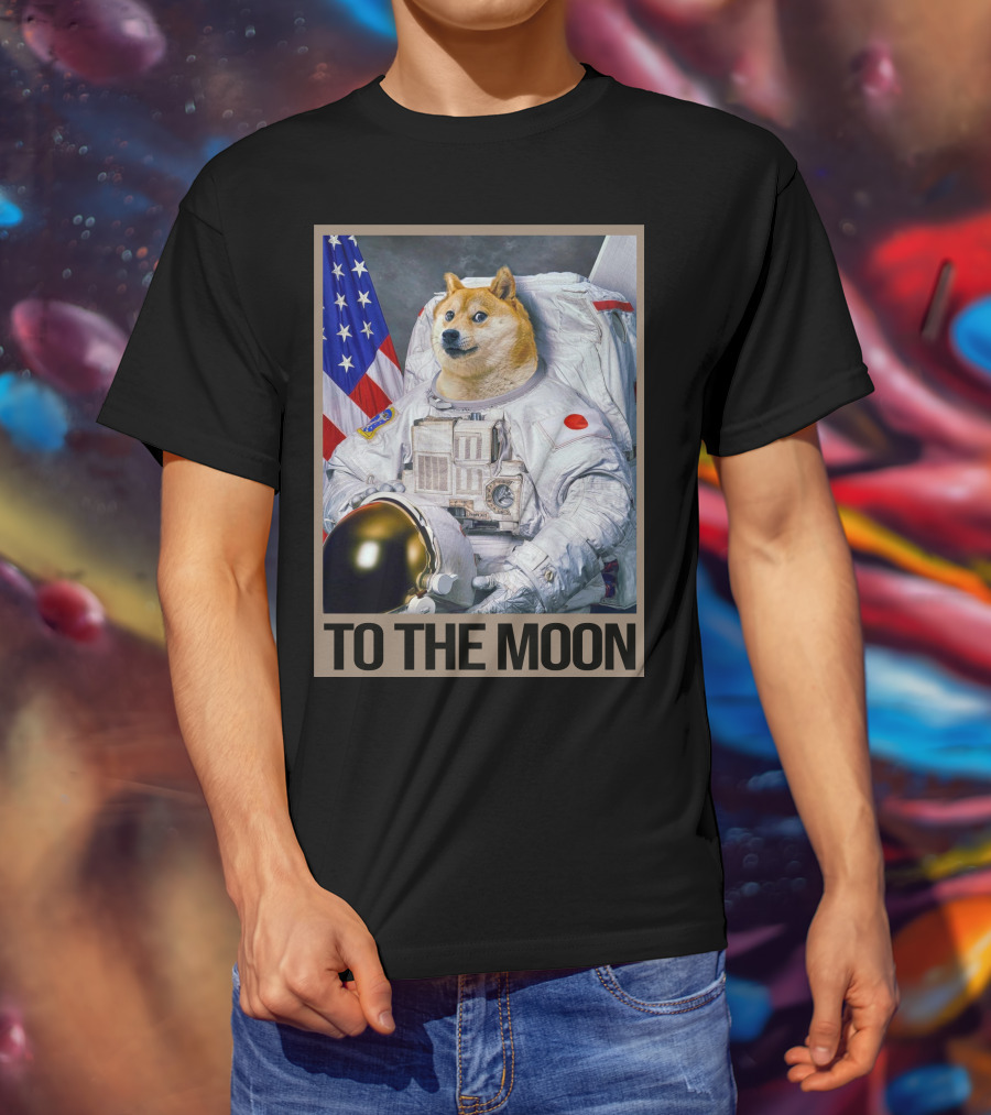 Shibainu Dogecoin Astronaut To The Moon T-Shirt