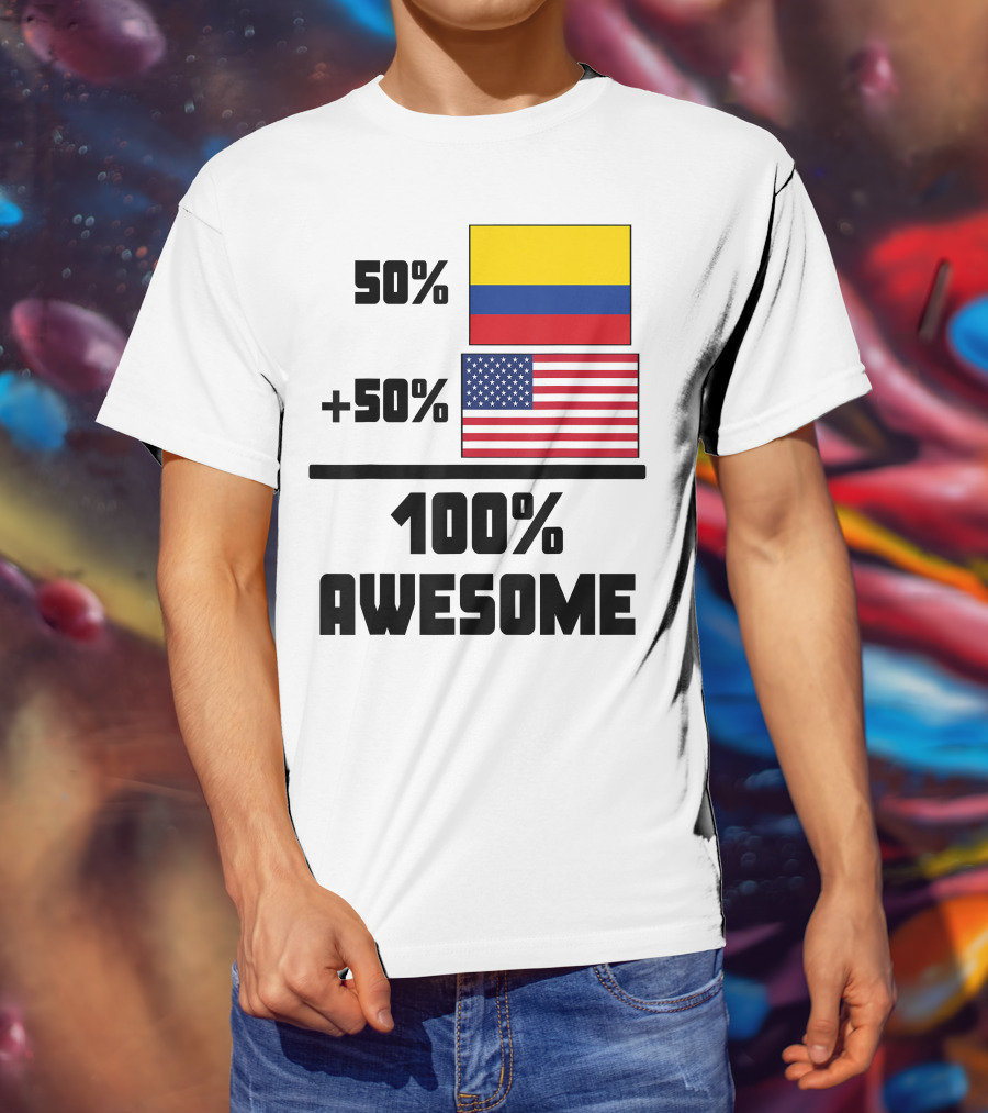 50 Colombian 50 American Flags 100 Awesome T-Shirt
