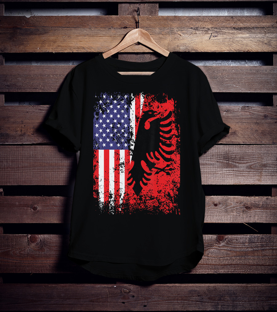 USA American Albania Flag Patriotic Albanian American Flag T-Shirt