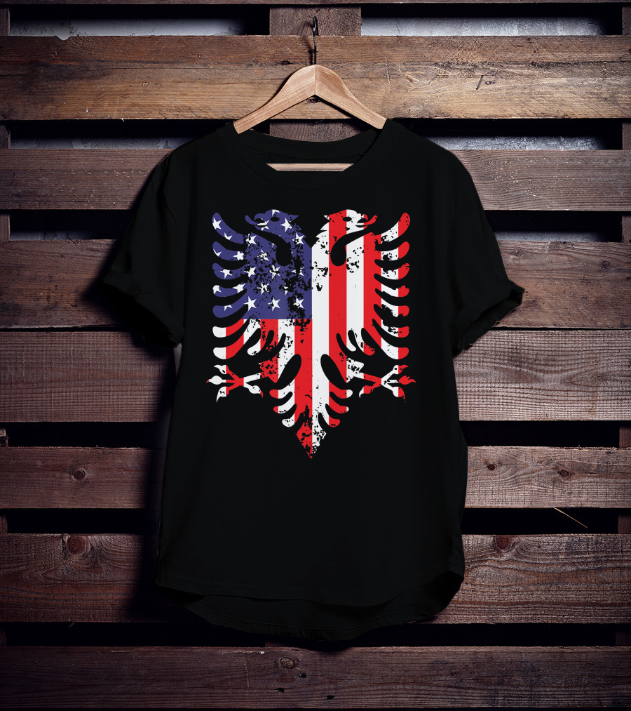 Albanian Eagle American Flag USA Albania Iconic T-Shirt