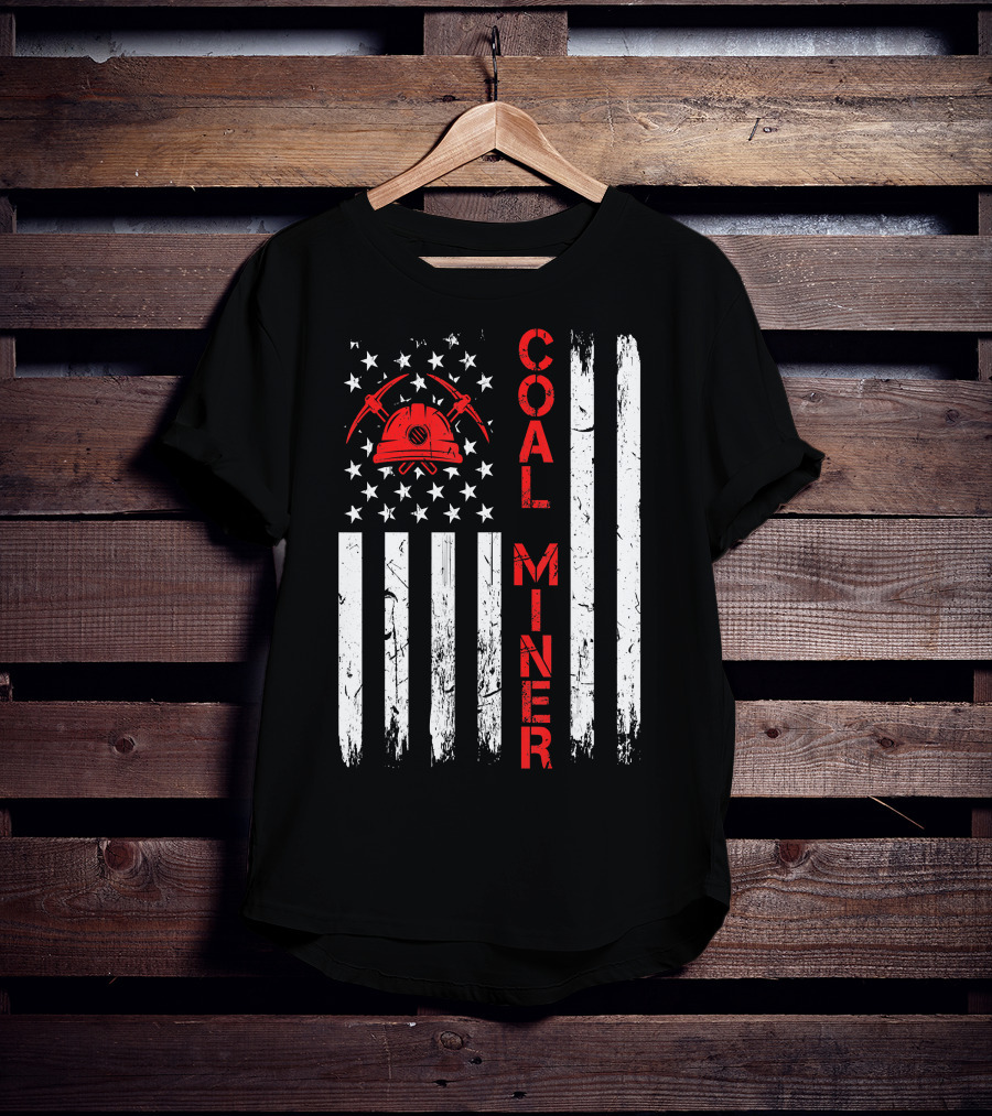 Coal Miner American USA Flag Tough Worker T-Shirt