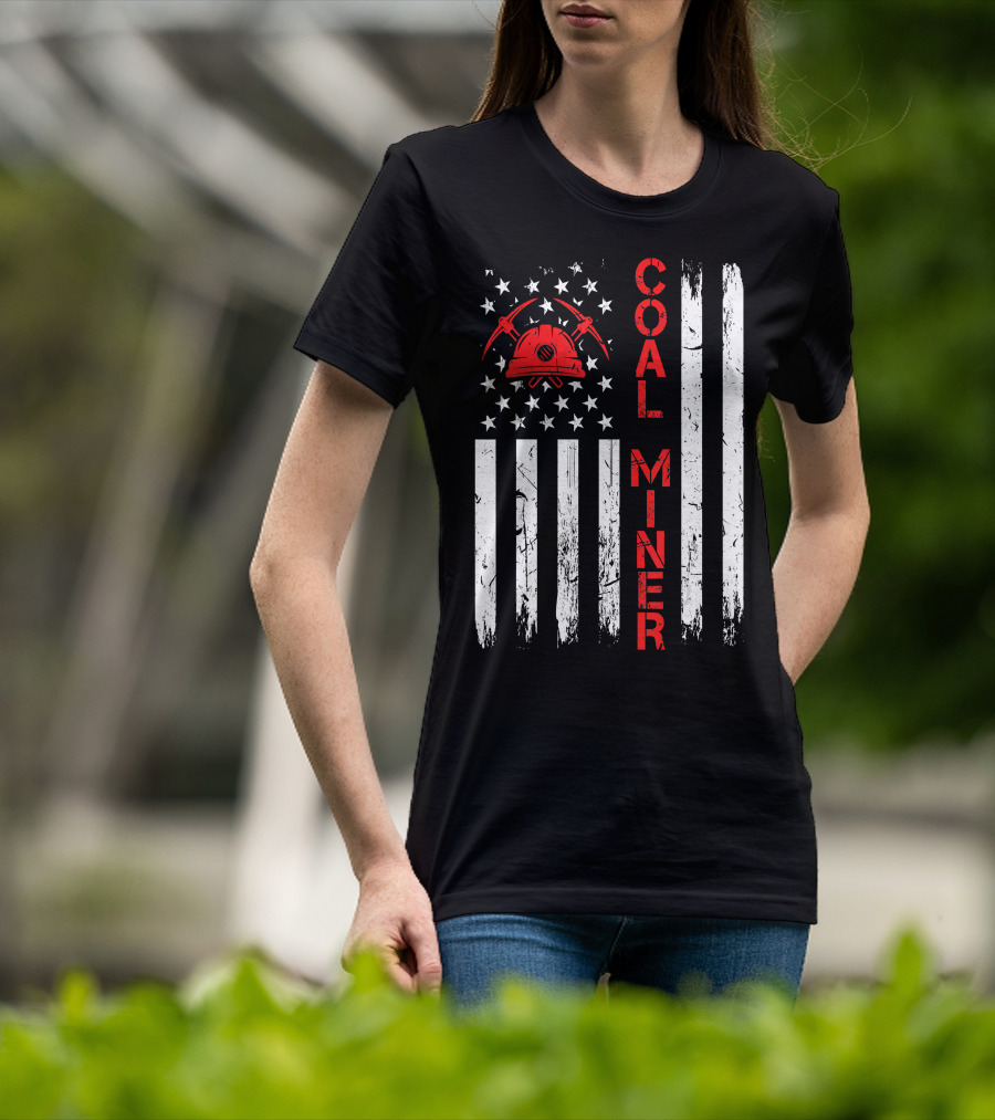 Coal Miner American USA Flag Tough Worker T-Shirt