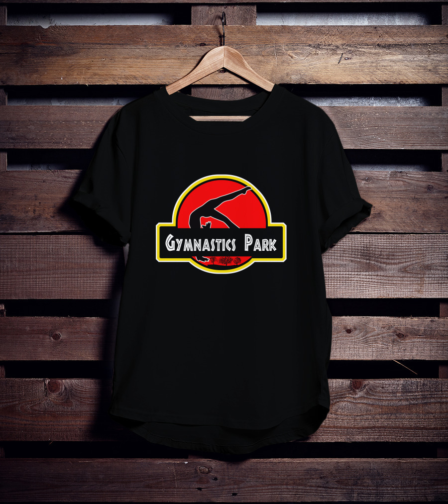 Gymnastics Park Dinosaur Silhouette Red Circle T-Shirt