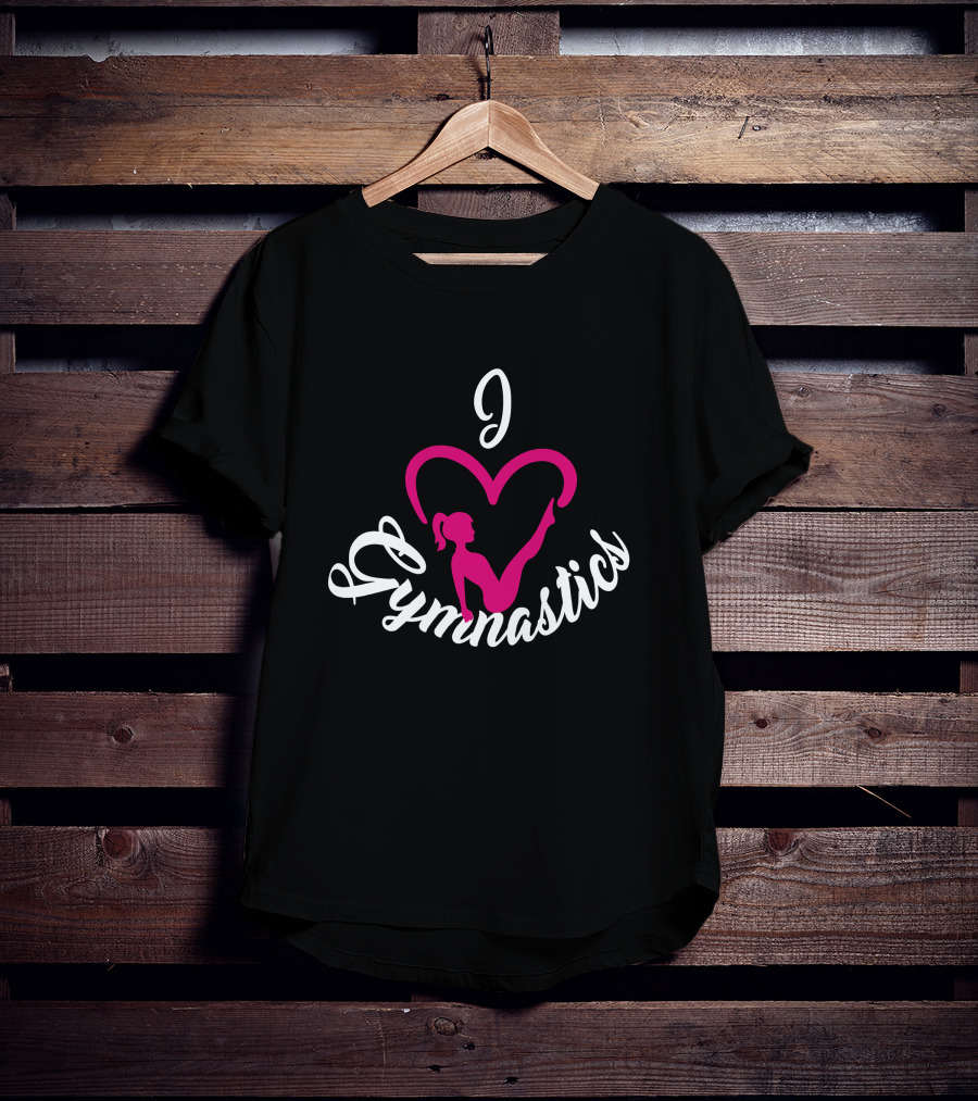 I Love Gymnastics Pink Heart T-Shirt