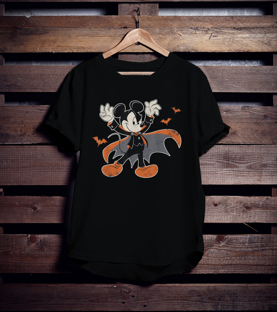 Disney Mickey Mouse Halloween Dracula With Bats T-Shirt