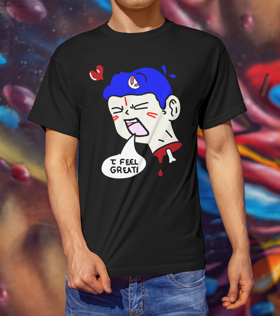6 Dogs Merch I Feel Great Heart Cartoon Bone Droplets T-Shirt