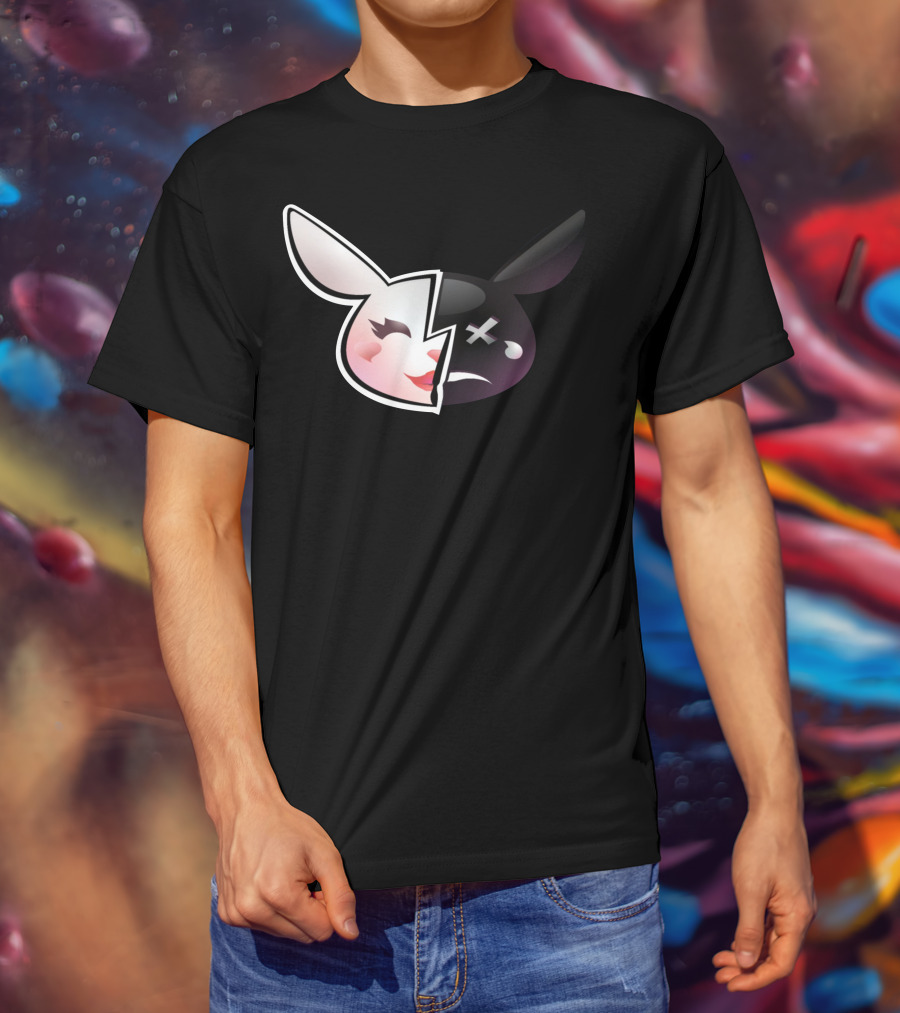 Trisha Paytas Merchandise Happy Sad Bunny Icon Split Face T-Shirt