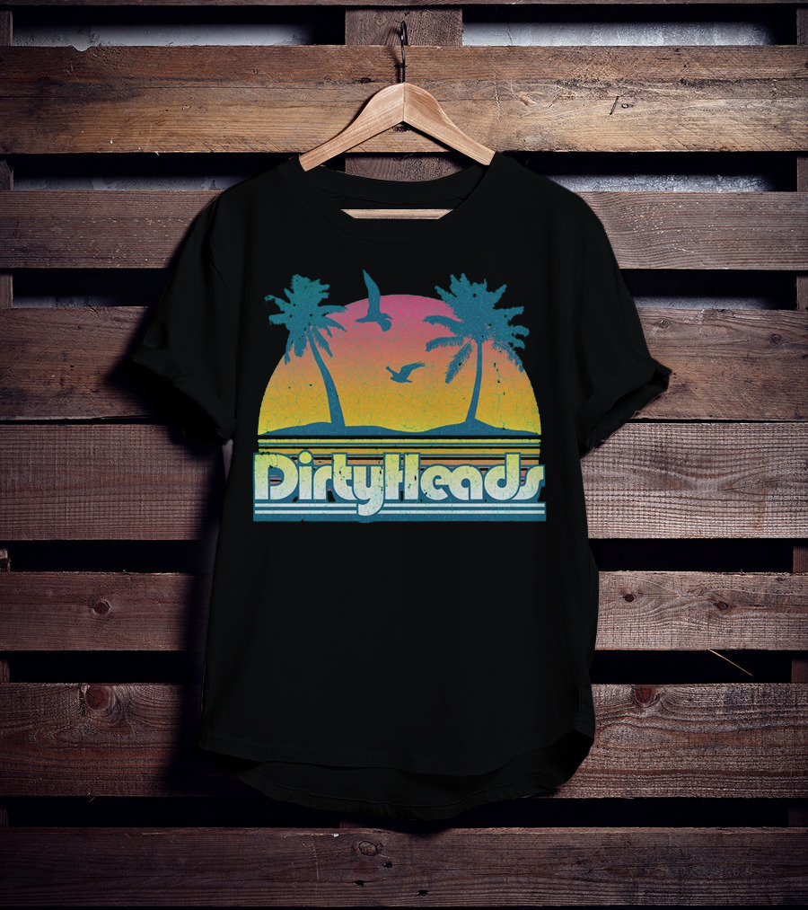 Dirty Heads Sunset Palm Trees And Birds T-Shirt