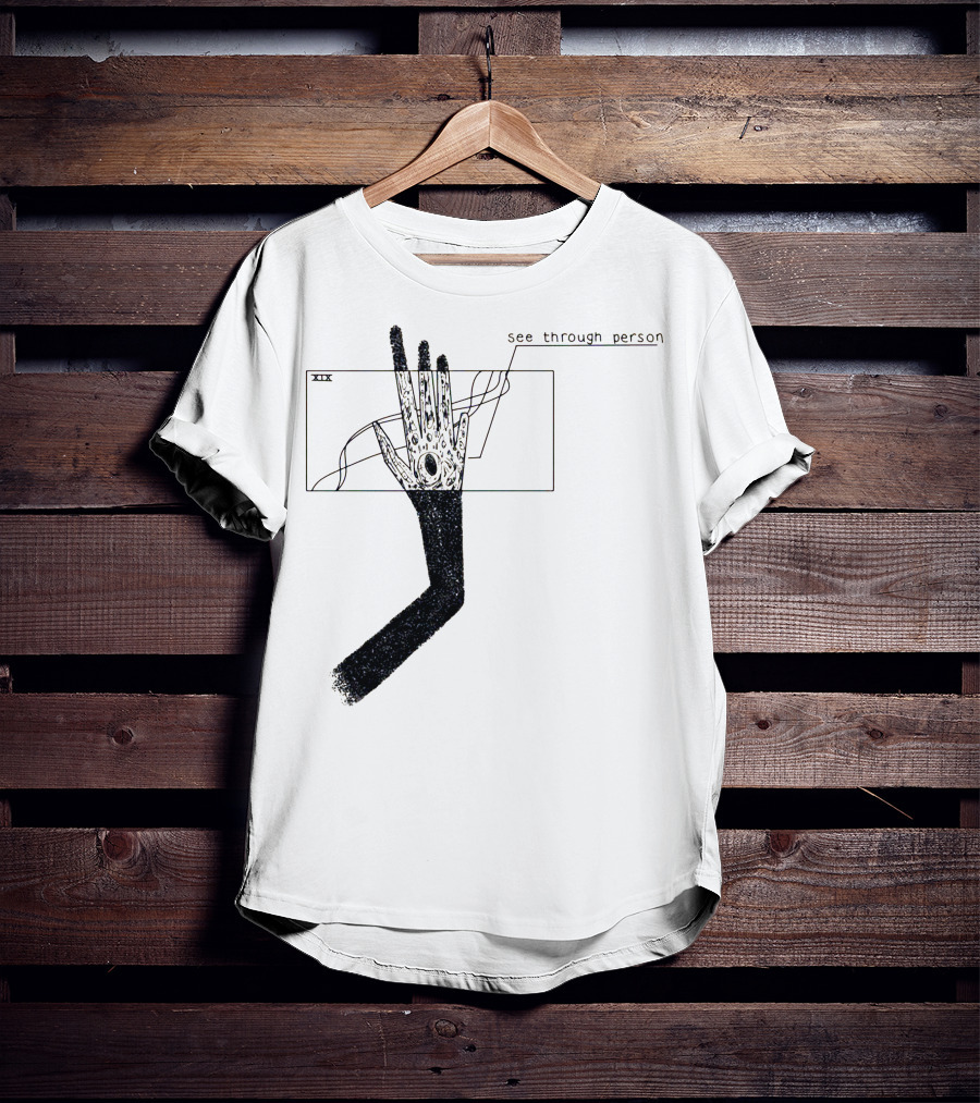 See Through Person Hand Illustration With Void Design And Abstract Lines T-Shirt